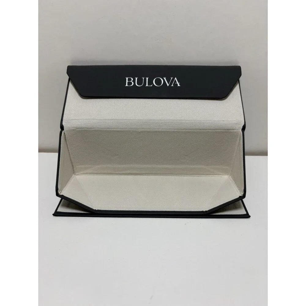 Gray Bulova Folding Collapsible Tri-Fold Sunglasses Hard Triangular Shell Case